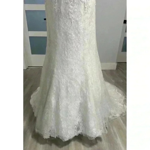 Wedding Dress Womens Size 4-6 Ivory Mermaid Lace Jewelled Clusters Elegant Roman - Picture 13 of 16